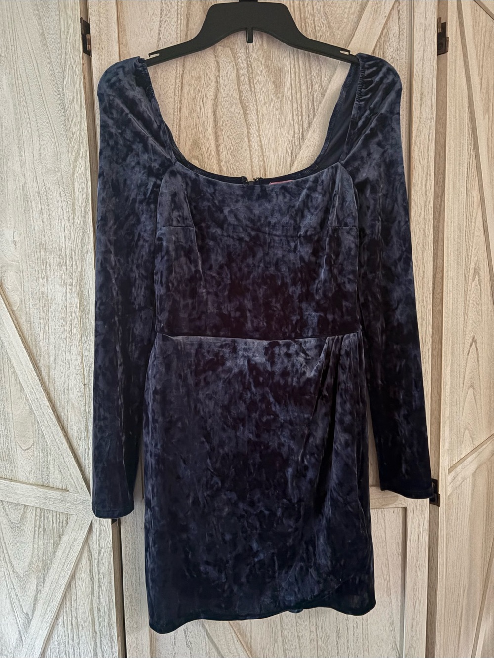 NWT Velvet Long-Sleeve Square-Neck Mini Dress - Navy